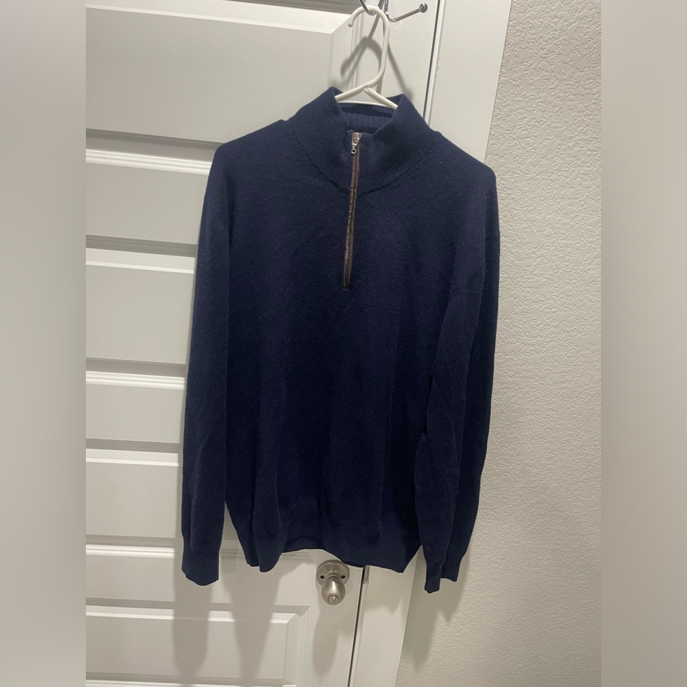 Cruciani for bergdorf Goodman 100% cashmere quarter zip sweater Sz 58